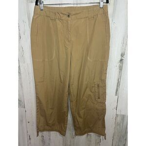J. Jill Women's Cargo Capri Pants Brown Size 12‎ Casual Elastic Waist